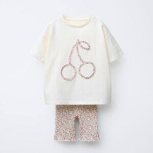 Zara Kids T Shirt and Ribbed Cycling Shorts Set